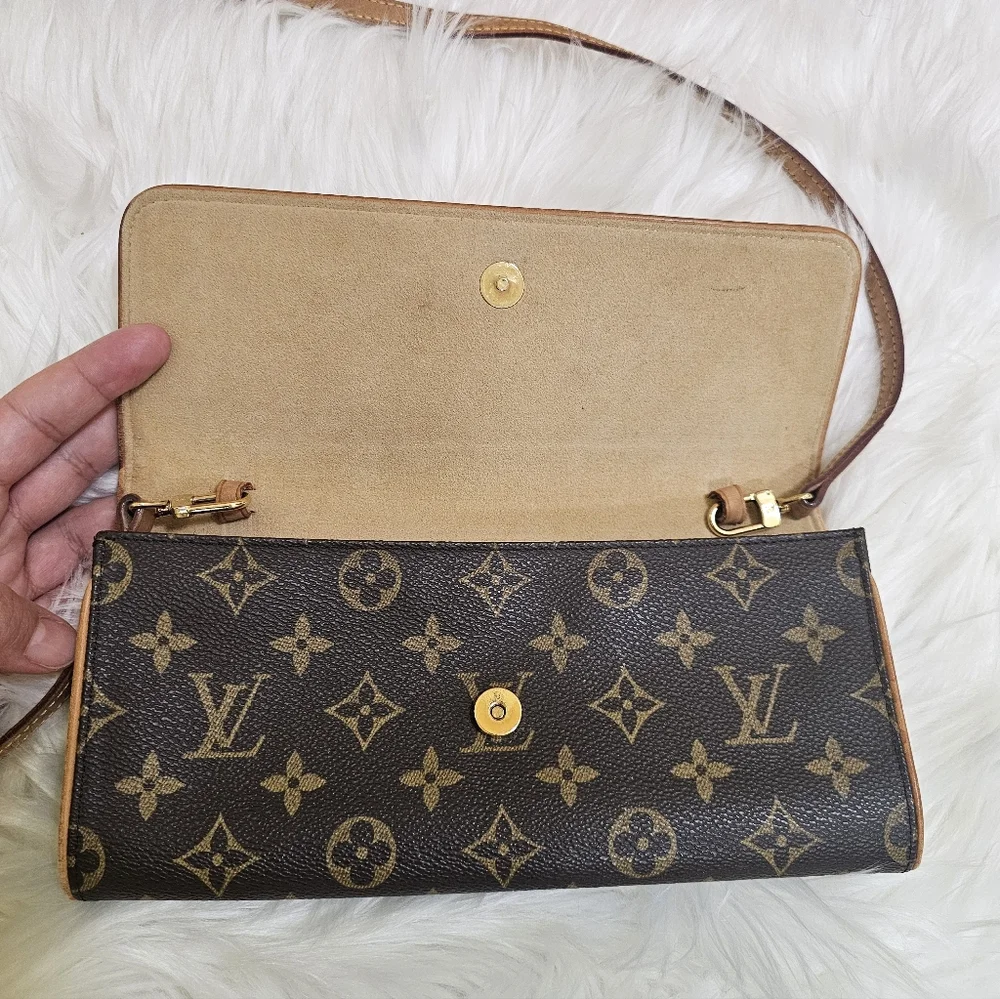 Louis Vuitton LV Shoulder Bag Pochette Twin GM Brown Monogram - Picture 9 of 17